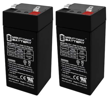 MIGHTY MAX BATTERY 4 Volt 4.5 Ah Battery for Tractor Supply 2 Mile Fence Charger - 2 Pack ML4.5-4MP27